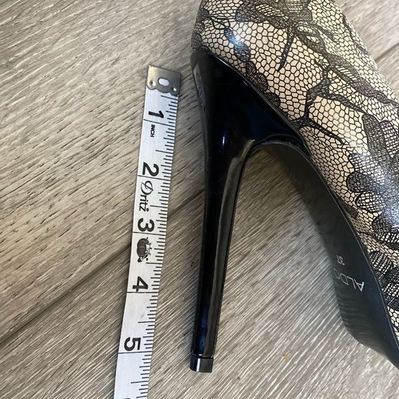 ALDO Beige Black Faux Lace Print Pumps - Picture 8 of 9